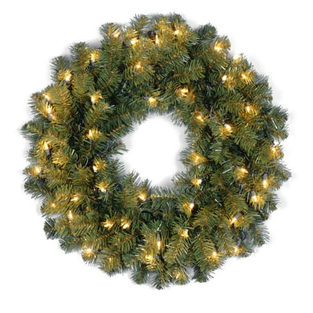 24 in. Kincaid Spruce Pre-Lit Christmas Wreath - Clear