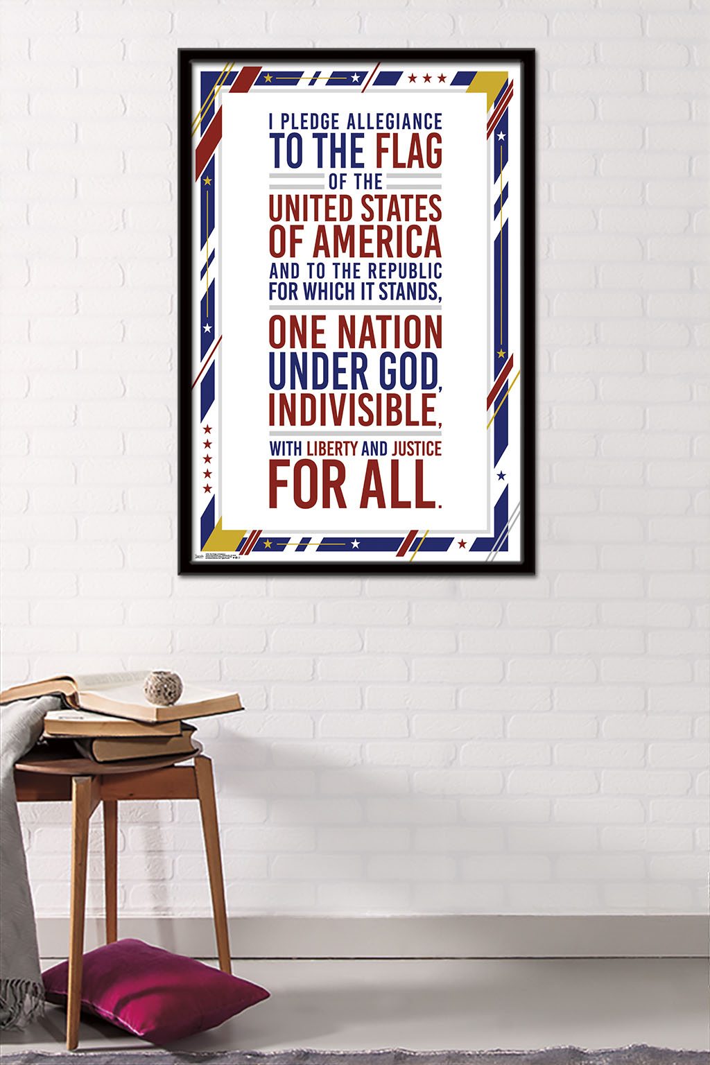 The United States Of America - Pledge Of Allegiance Wall Poster, 22.375" x 34", Framed