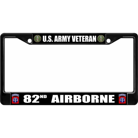 U.S. Army Veteran 82nd Airborne Black License Plate Frame