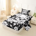thumbnail image 2 of Homewish Halloween Goth Skull Twin Sheets,Victorian Romantic Flowers Bedding,Black White,3 Pieces,1 Fitted Sheet and 1 Pillowcase, 2 of 6
