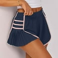 thumbnail image 4 of Riforla Women's Running Shorts High Waisted Pleated Contrast Color Short Shorts for Women Navy XXL, 4 of 8