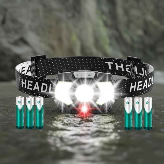 LED Headlamp 2 Pack, Bright Head Lamp with 7 Modes, Lightweight and Adjustable, Waterproof Head Light for Camping Outdoor, Batteries Included
