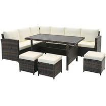 Aimee Lii 7 Pieces Wicker Patio Furniture Set, Outdoor Patio Furniture, White