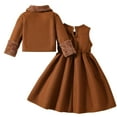 thumbnail image 4 of Xdegoge Girls Winter Clothes 2 Piece Coat and Dress Set Toddler Princess Dress Fashion Cute Solid Color Long Sleeve Trendy Fleece Jacket, Sizes 3-10 Years Cute Dresses for Kids, 4 of 9