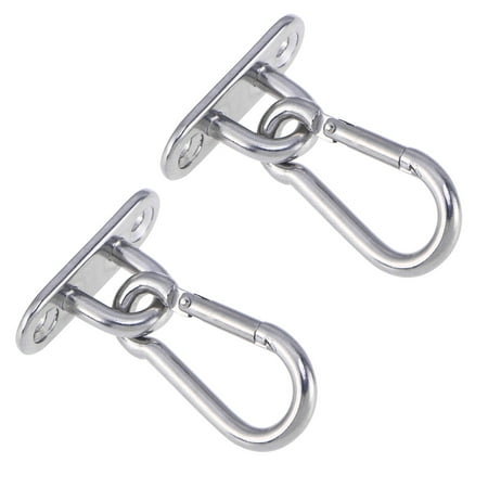 

2 PCS M5 Ceiling Wall Mount Brackets Hammock Sandbag Yoga Hooks Turnbuckle Trapeze Fixed Hanger with 2 PCS Swing Hooks for Suspension Straps (Silver)