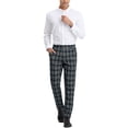thumbnail image 2 of Lars Amadeus Men's Plaid Regular Fit Flat Front Classic Elastic Waist Suit Pants, 2 of 6