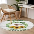 thumbnail image 4 of Spring Eucalyptus Sunflower Round Area Rug 4Ft Washable Circle Rugs for Bedroom Dining Room, Farmhouse Birds Gray Wood Non-Slip Carpet Floor Mats Indoor Outdoor Carpet Runner Aesthetic Home Decor, 4 of 8