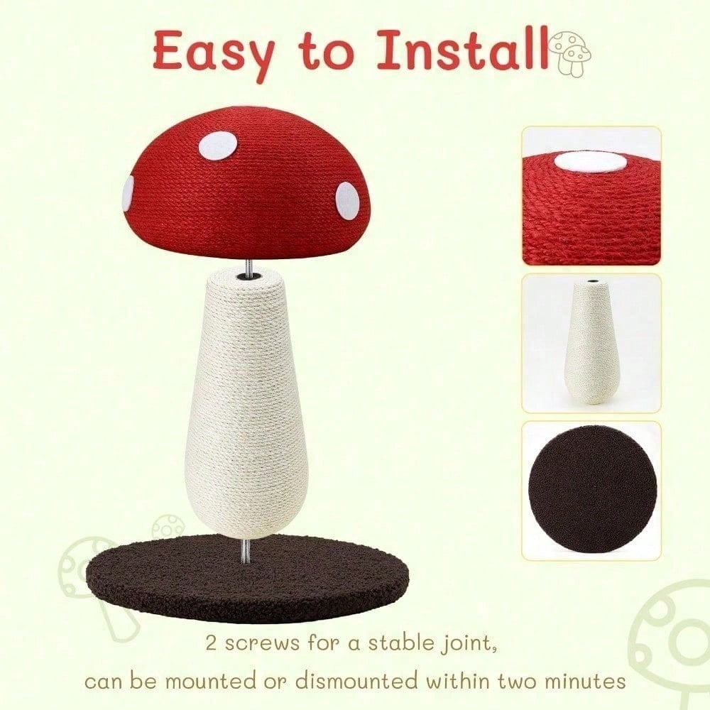 Mushroom Cat Scratching Post - Unique Design, Sisal-Wrapped, Ideal For Medium And Small Cats, No Assembly Required Cat Stuff  Cat Tree Tower Cat Toys