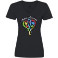 thumbnail image 3 of Inktastic Autism Awareness Heart Ribbon and Puzzle Pieces Women's V-Neck T-Shirt, 3 of 5