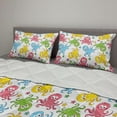thumbnail image 2 of Octopus Comforter & Sham Bedding Set, Cheerful Chipper Animals in the Ocean with Starfishes Nautical Cartoon, 3 pcs Duvet Set Microfiber Filling Quilt, 5 Sizes, Multicolor, by Ambesonne, 2 of 4