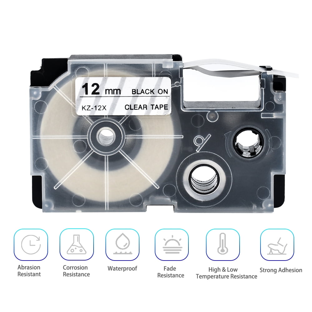 Labymos 12mm Label Tape Compatible Tape Cartridge Ribbon Replacement for Casio KL 60 KL 100 KL 170 KL 120 KL 180 KL 780 KL 820 KL 7400 KL 8700 KL 8800 CW L300 EZ Label Maker Walmart
