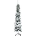 thumbnail image 1 of HOMCOM 6 FT Snow-Flocked Artificial Christmas Tree, Slim Pencil Xmas Tree with Realistic Branches, Metal Base, Green, 1 of 8