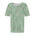 thumbnail image 4 of Short Sleeve T-Shirts for Women Graphic Print Basic Tee Scoop Neck Casual Tops Summer Tshirts Loose Fit (XL, Green), 4 of 5