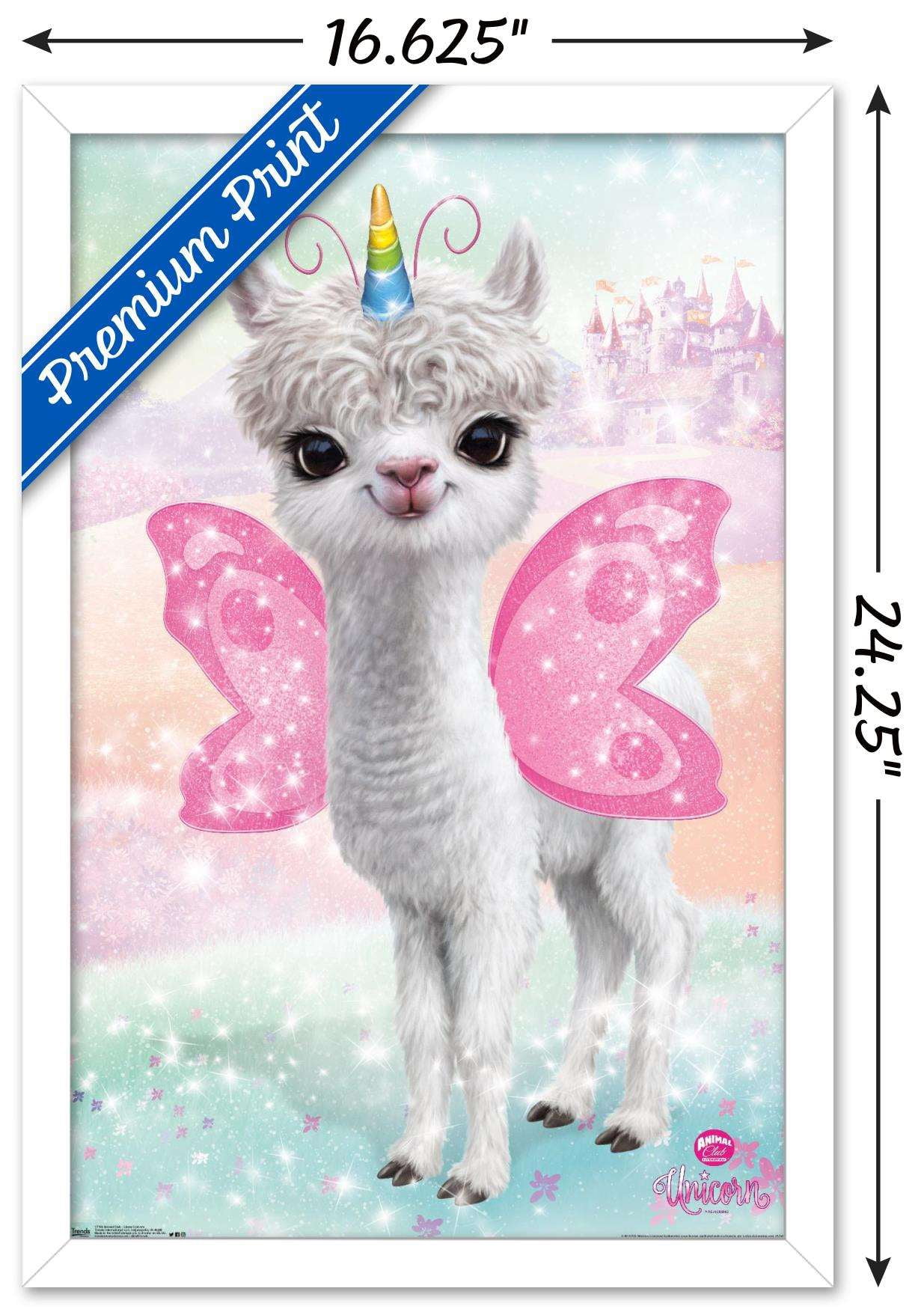 Animal Club - Lama Unicorn Wall Poster, 14.725" x 22.375", Framed