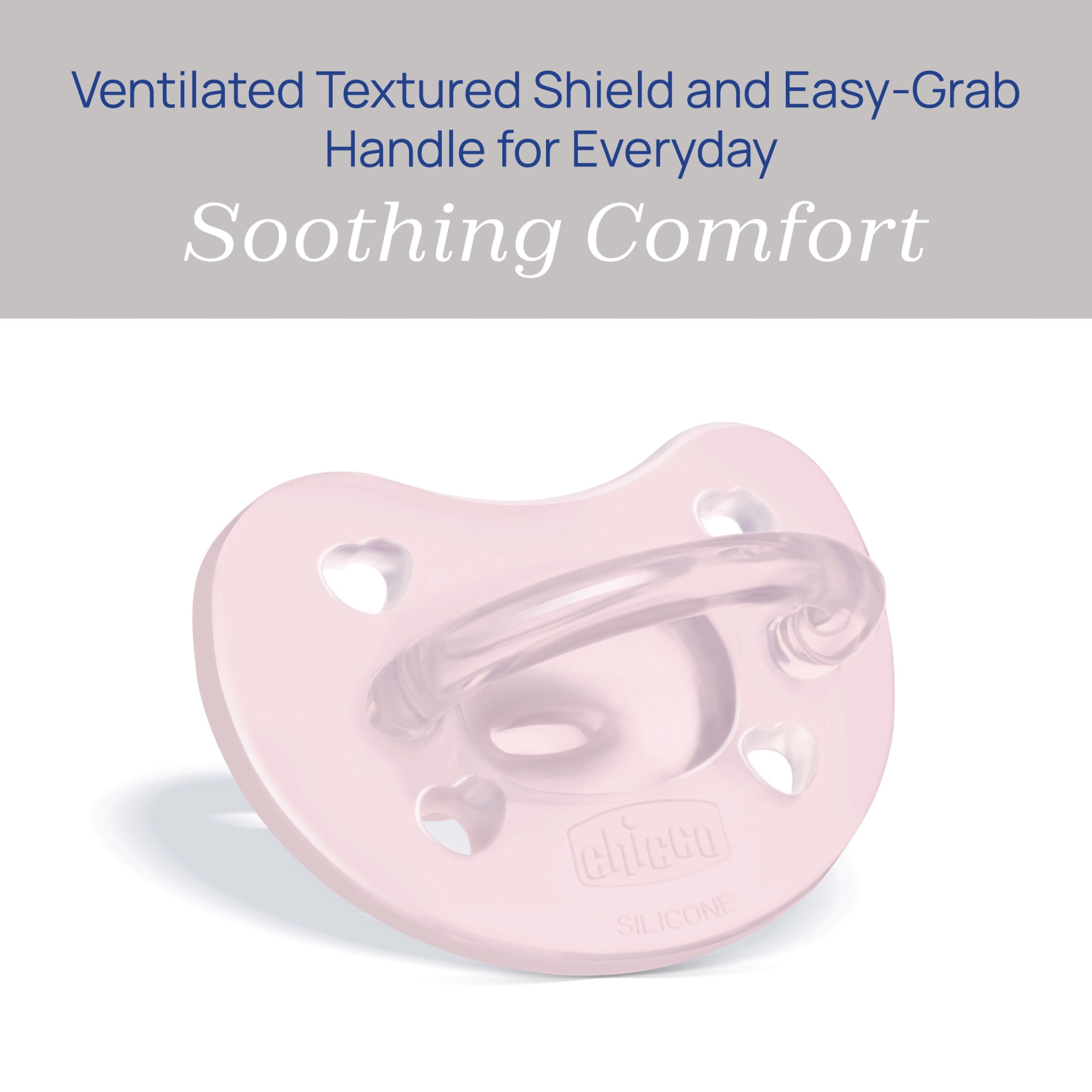 Chicco PhysioForma® One-Piece Silicone Pacifier, 0-6 Months, 2pk - Soft Pink, New