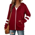 thumbnail image 1 of Sudaderas con capucha y bolsillo de manga larga con cremallera para mujer, tallas S a 2XL, 1 of 7