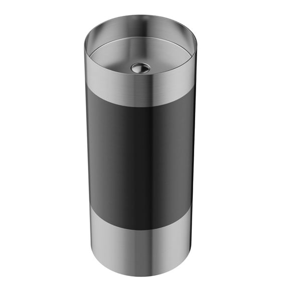 Karran Cinox Stainless Steel Round Pedestal Sink in Stainless Steel and Gunmetal Grey