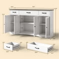 thumbnail image 3 of Storage Buffet Side Cabinet Contemporary Kitchen Coffee Station Wooden Cabinet with Drawers & Cupboards 15.2" D x 55.1" W x 31.9" H Grey, 3 of 9