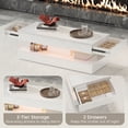 thumbnail image 4 of Modern White Marble-Effect Coffee Table with LED Lights & Storage | 47" Living Room Center Table with Drawers | Scratch-Resistant MDF & Particleboard, 4 of 7