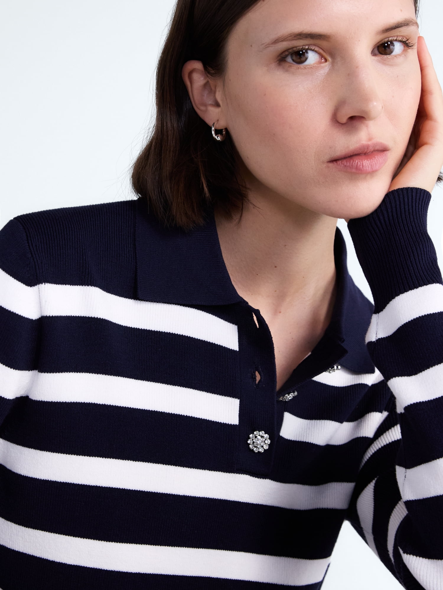 Free Assembly Women's and Women's Plus Polo Sweater with Long Sleeves, Lightweight, Sizes XS-4X