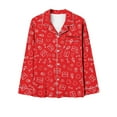thumbnail image 6 of Winter Pajamas For Women Set Cardigan Heart Graphic Cozy Casual Collar Long Sleeve Button Up Sleepwear Soft 2 Piece Outfits Loungewear Sets Red L, 6 of 7