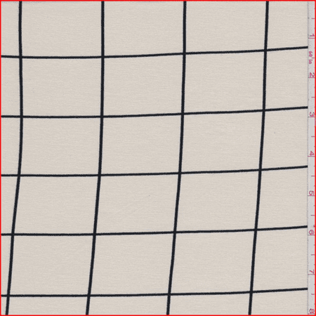 Ecru Black Window Pane Check Tencel Jersey Knit Fabric By The Yard Ecru Black Window Pane Check Tencel Jersey Knit Fabric By The Yard