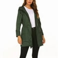 thumbnail image 2 of Veste Imperméable pour Femmes Mi-Longue à Fermeture Éclair devant avec Capuche Vert Foncé TG, 2 of 8