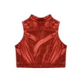 thumbnail image 4 of Xnihocha Kids Girls Sleeves Turtleneck Metallic Crop Top for Ballet Dance Gymnastic Athletic Sports Red 12, 4 of 7