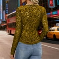 thumbnail image 4 of UTSJKR Lace Long Sleeve Mesh Tops for Women Buttons V Neck Slim Fit Cutout Sheer Blouse Sexy See Through Undershirt Yellow XL, 4 of 9