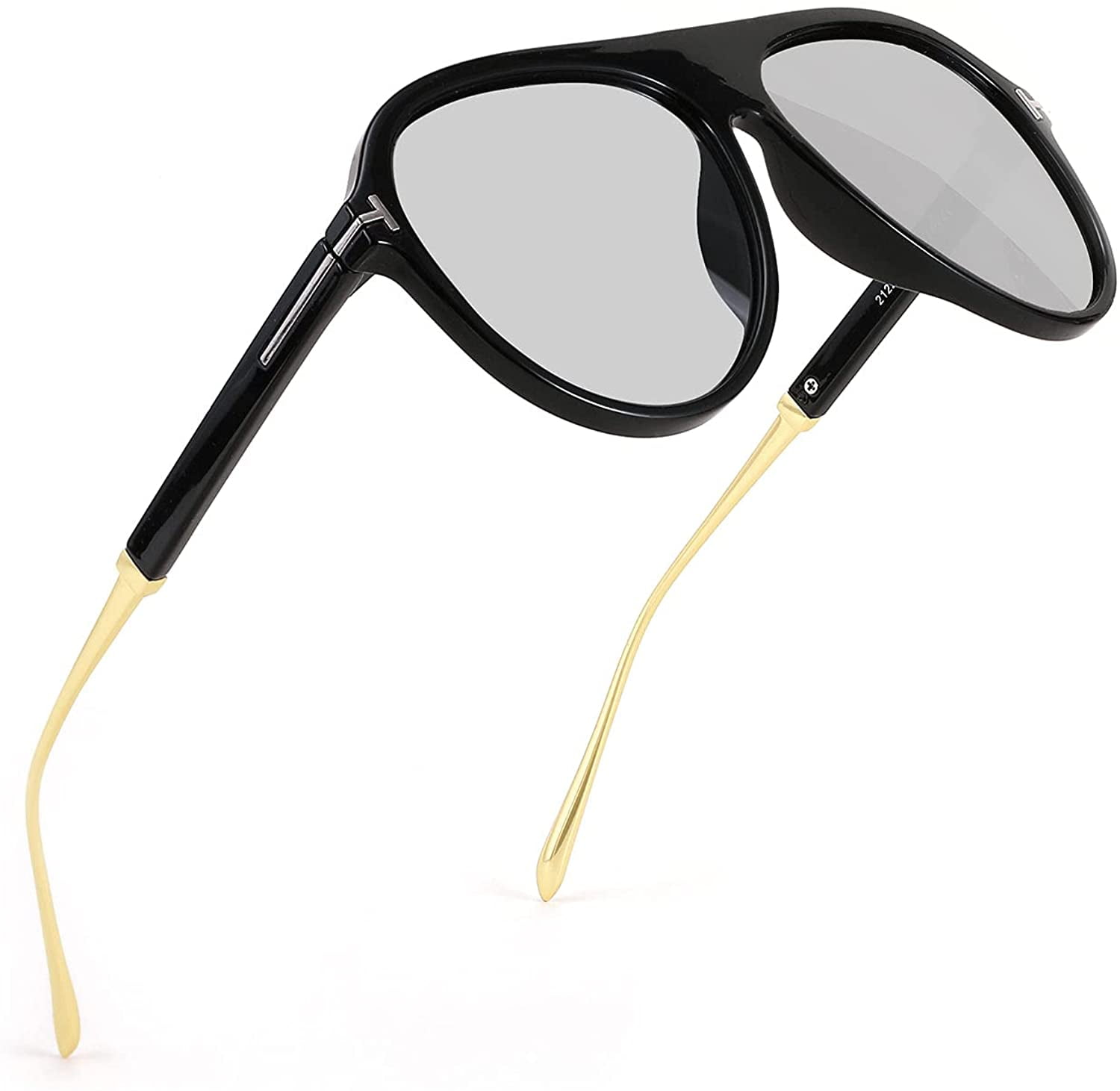 Feisedy Retro 70s Aviator Sunglasses Oversized Classic Fantastically Vintage Round Sun Glasses For Women Men B2924 Silver 57 Millimeters