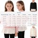 thumbnail image 3 of Camisa de base de patchwork con dobladillo de encaje dulce para niñas y niños, elegante, informal, versátil, camiseta de manga larga, cuello redondo, conjunto de camiseta/camiseta, top de poliéster pa, 3 of 6