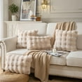 thumbnail image 4 of Pack of 2 Thick Plush Throw Pillow Covers Fluffy Wave Faux Fur Decorative Cushion Covers Soft Wool Pillowcase for Sofa Couch Livingroom 22x22 Inch White, 4 of 6