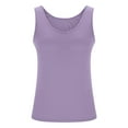 thumbnail image 4 of Purple Womens Tops Womens Tank Tops with In Bra Plus Size Padded Camisole Shelf Bra Workout Yoga Shirt Casual Basic Undershirt Shirts for Women, 4 of 6