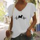 thumbnail image 2 of Camiseta informal para mujer, blusa estampada con volantes, manga corta, cuello en V, Tops Fridja  ghk6980, 2 of 5