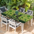 thumbnail image 2 of Happy St. Patrick's Table Cloths for 3 Foot Rectangle Tables, Green Shamrock Shoots Coin Vintage Country Patio Waterproof Elastic Fitted Tablecloths, Washable Rectangular Table Cover for Camping, 2 of 8