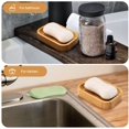thumbnail image 3 of Juego de 2 jaboneras de bambú en madera natural para baño, cocina, esponjas, accesorios de almacenamiento, 3 of 4