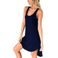 thumbnail image 3 of Uhndy Sleeveless Swing Mini Dresses For Women Summer Beach Pleated A Line Sundress Casual Tank T-Shirts Dress For Ladies Juniors navyblue M, 3 of 4