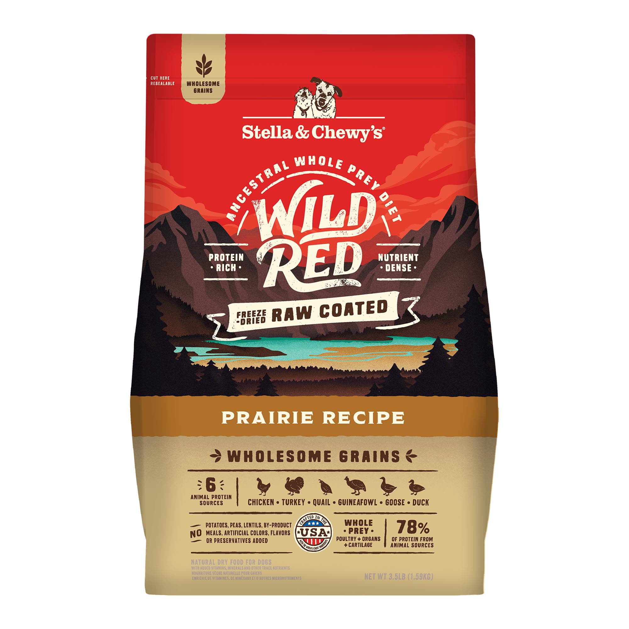 Stella & Chewy's Wild Red Raw Coated High Protein Wholesome Grains Prairie Recipe Dry Dog Food, 3.5 lbs.