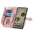 thumbnail image 4 of SaniMore Case for Google Pixel 8A 2023, PU Leather Zipper Wallet Detachable Lanyard Retro Embossed Flower Crad Slots Flip Kickstand Full Body Protective Drop-proof Case for Google Pixel 8A, Pink, 4 of 6