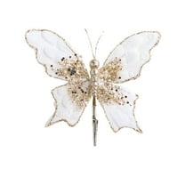 FastXmas Glitter Christmas Tree Butterfly Ornaments, Hollow Butterfly Christmas Decorations with Clips, Artificial Butterfly Ornaments Decoration for Christmas Tree Topper, DIY Xmas Wreath Decor