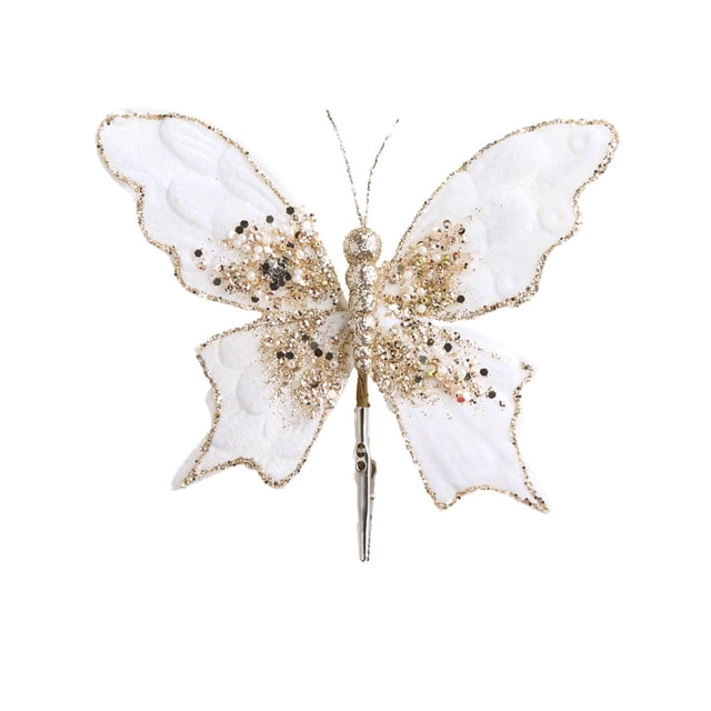 Decoraciones Del Árbol de Navidad Mariposas Espumantes Accesorios 15x17cm con Clips, Ornamentos Del Árbol de Navidad para la Escena Del Festival de Boda Apoyos Rojo Blanco Verde Rosa Amarillo