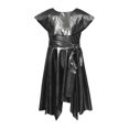thumbnail image 4 of Doomiva Kids Girls Shiny Metallic Lyrical Liturgical Choir Worship Praise Dance Dress Asymmetrical Hem Tunic Dancewear Black 14, 4 of 6