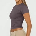 thumbnail image 5 of Stralyhd Womens Shirts Short Sleeve Cute Crop Tops 2026 Summer Fashion Tees Slim Fit Going Out Crew Neck T-Shirt Dark Purple S, 5 of 6