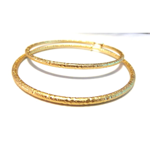 Clip-on Earrings Frosted Gold Plated Hoop Earrings Large 3 inch Hoops Non Pierced