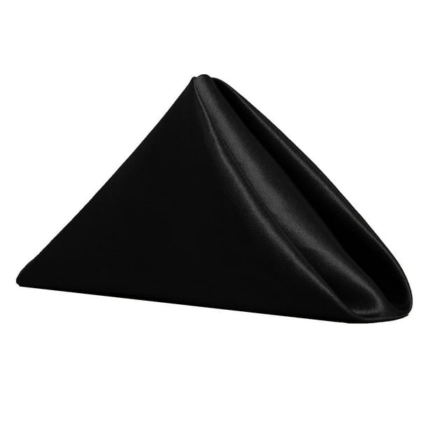 Your Chair Covers 10 Pack 20 inch Satin Cloth Napkins Black