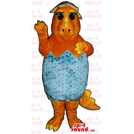 Orange Toddler Alligator Plush SPOTSOUND Mascot With Inside A Hatched Egg - Mascot of crocodiles