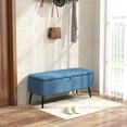 thumbnail image 2 of HOMCOM Storage Ottoman Bench, Linen Fabric Footstool Dark Blue, 2 of 10