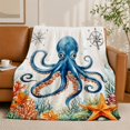 thumbnail image 2 of SPXUBZ Octopus Ocean Flannel Fleece Blanket Underwater Sea Life Throw Blanket Marine Animal Pattern Soft Cozy Blanket for Kids Room 80"x60", 2 of 5