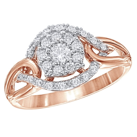 AFFY White Natural Diamond Open Cluster Ring in 10K Rose Gold (0.5 cttw)