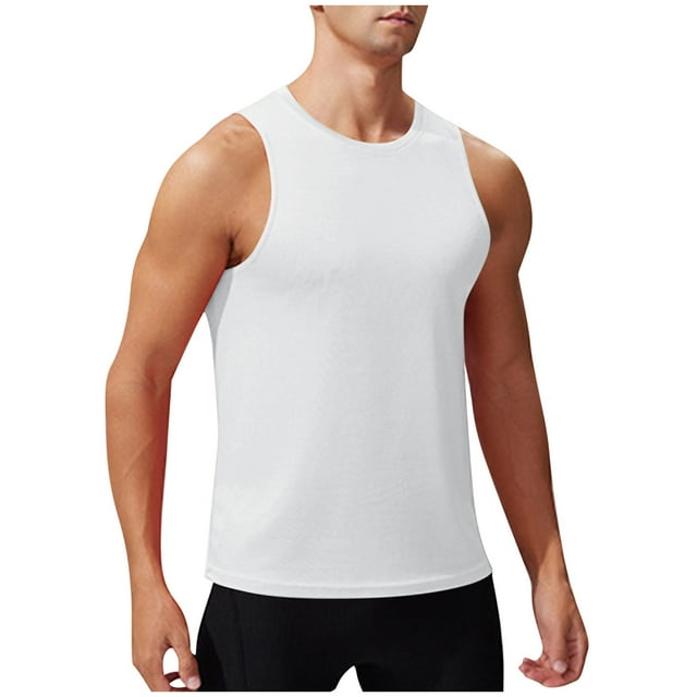 Chbgutlmr Débardeur Homme Col Rond Sans Manches T-Shirts Basiques Ajustés Couleur Unie Décontracté Été